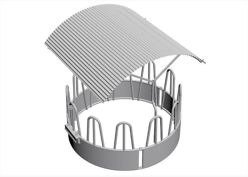 MC-AGRI Futterraufe f. Rinder u. Pferde m. Dach Rund verzinkt 12 Stellen M11/12D